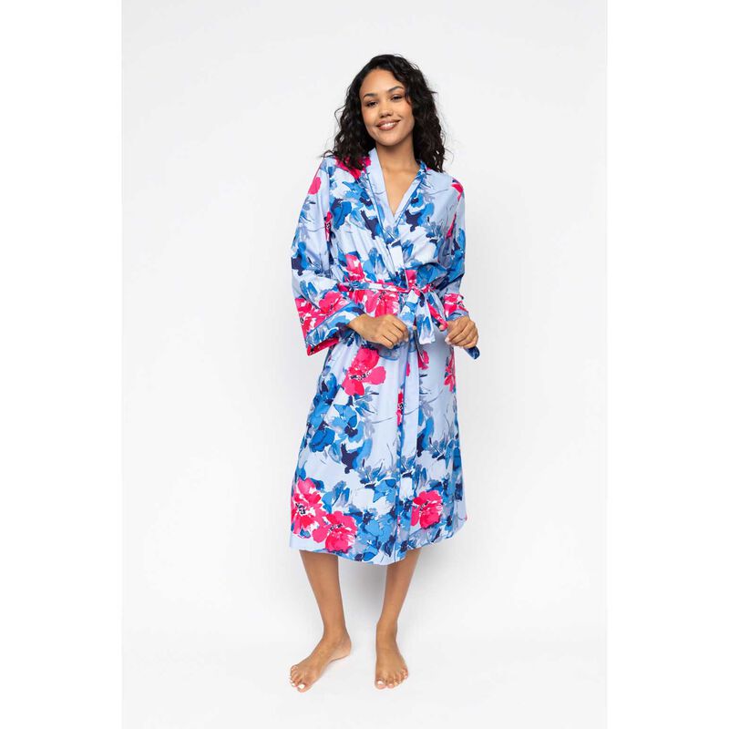 Cyberjammies Blue Floral Print Long Sleeve Long Dressing Gown image number 2